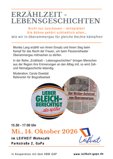 Erzählzeit mit Monika Lang am Mi., 14. Oktober im LEIFHEIT Wohncafé